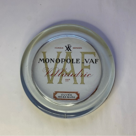 4 Heavy Round Glass Coasters Famous Wine Brand Labels Advertising Felt Backing - Picture 5 of 8